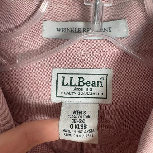 Vintage L.L. Bean Men's 100% Cotton Salmon Pink Button Up Shirt Size XL - Picture 3 of 4